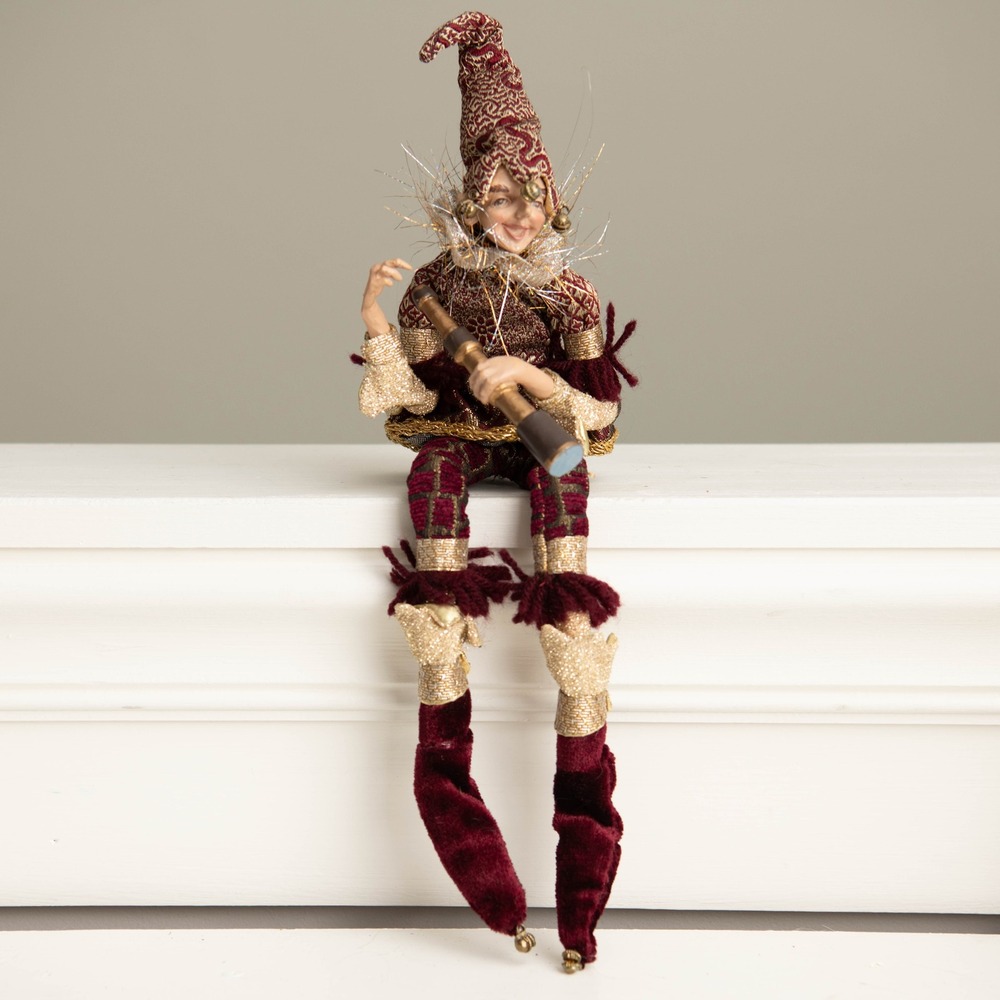 Mark Roberts Whimsical Jester Elf Shelf Sitter Doll 14" Renaissance Harlequin